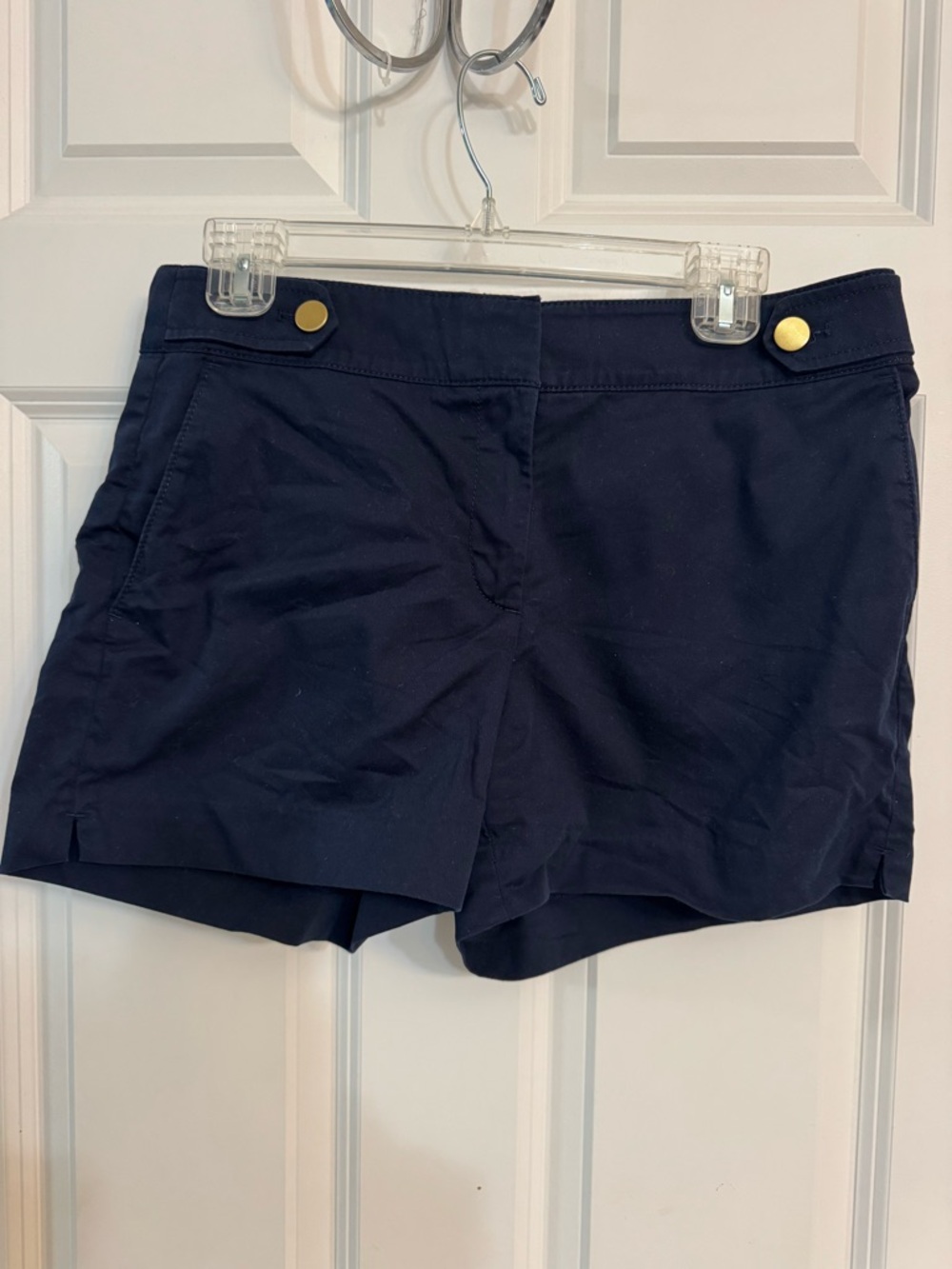 LOFT Navy 4"  Tailored Shorts with Gold Buttons
